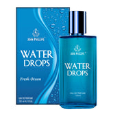 John Phillips Water Drops Fresh Ocean Eau De Perfume 125ml 4.2 Fl.oz. Skin Friendly, Long Lasting Perfume | Aquatic Marine | Unisex Fragrance For All Occasions