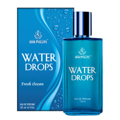 John Phillips Water Drops Fresh Ocean Eau De Perfume 125ml 4.2 Fl.oz. Skin Friendly, Long Lasting Perfume | Aquatic Marine | Unisex Fragrance For All Occasions