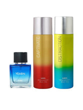 Ajmal Distraction & Captivate Deodrant 200ml 6.7 Fl.oz. + Yearn Eau De Parfum 50ml 1.6 Fl.oz. For Unisex | Pacl Of 3
