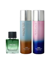 Ajmal Prose Eau De Parfum 50ml 1.6 Fl.oz. With Magnetize & Persuade Deodorant 200ml 6.7 Fl.oz. Each X2 | For Unisex Combo Of 3