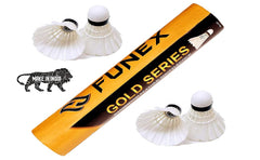 Steffer Funex Gold Series Feather Badminton Shuttlecocks | White , Pack Of 10 , Enjoy Lasting Durability & High - Quality