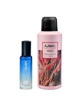 Ajmal Yearn Eau De Parfum 20ml 0.6 Fl.oz. & Neea Deodorant 150ml 5 Fl.oz. Party Wear Gift For Men And Women | Pack Of 2