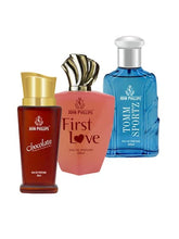 John Phillips Chocolate + First Love + Tomm Sportz Eau De Parfum 60ml 2 Fl.oz. Each Pack Of 3 For Men & Women