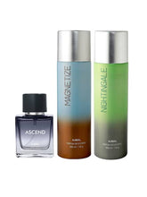 Ajmal Magnetize & Nightingale Deodrant 200ml 6.7 Fl.oz. + Ascend Eau De Parfum 50ml 1.6 Fl.oz. For Unisex | Combo Of 3