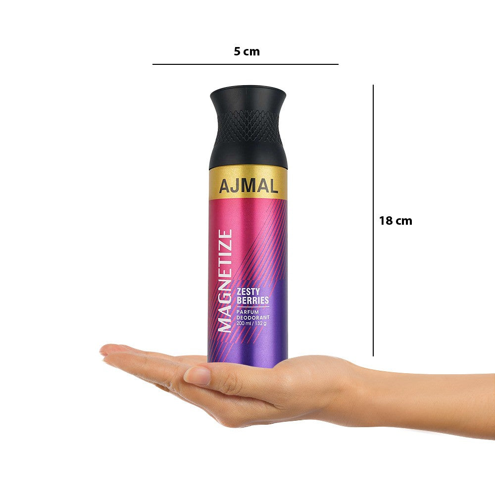 Ajmal Magnetize Zesty Berries Parfum Deodorant 200ml 6.7 Fl.oz. | Casual Wear Gift For Men & Women | Long Lasting Ajmal Magnetize Zesty Berries Parfum Deodorant 200ml 6.7 Fl.oz. | Casual Wear Gift For Men & Women | Long Lasting