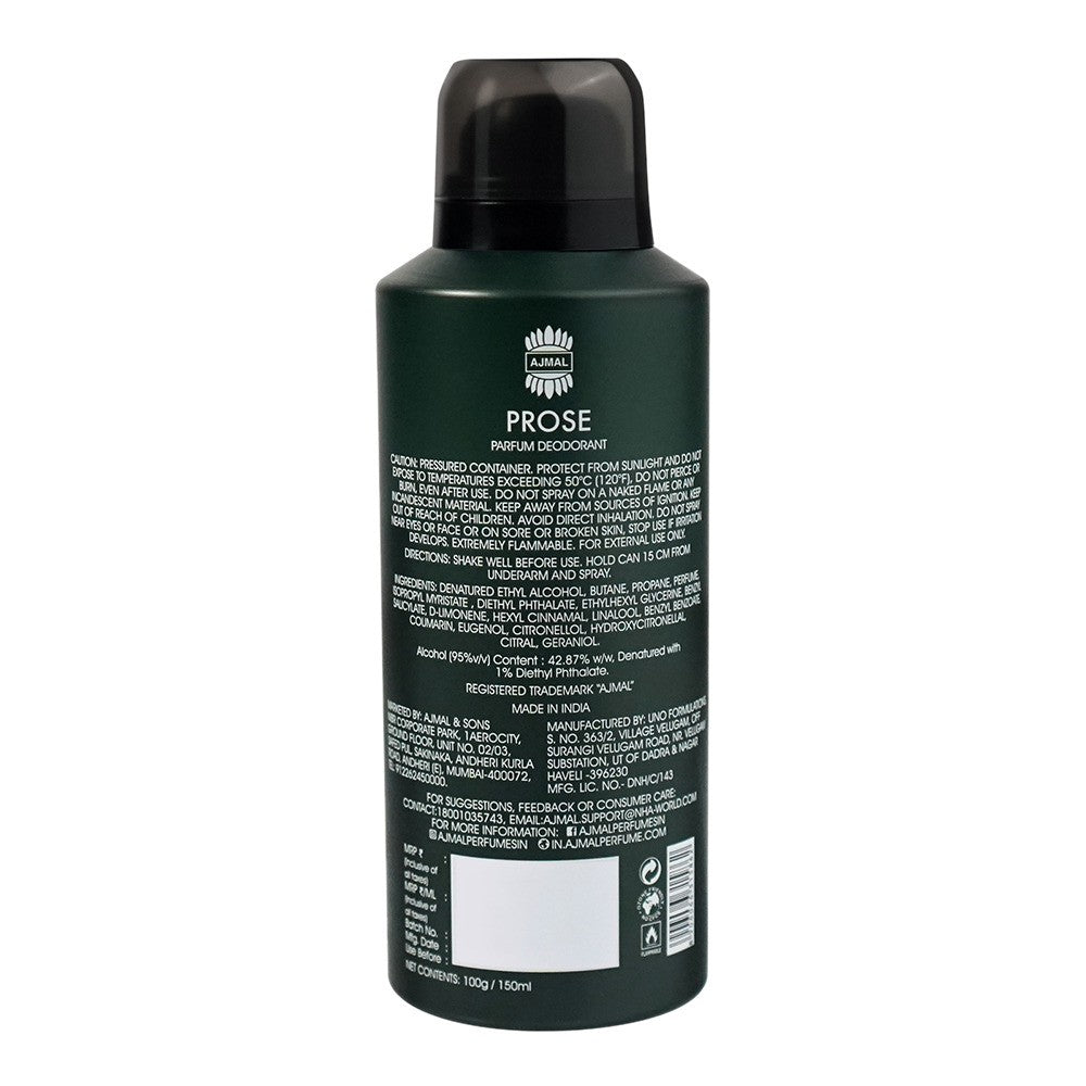Ajmal Prose Parfum Deodorant 150ml 5.0 Fl.oz. Casual Wear Gift For Men | Long Lasting Ajmal Prose Parfum Deodorant 150ml 5.0 Fl.oz. Casual Wear Gift For Men | Long Lasting
