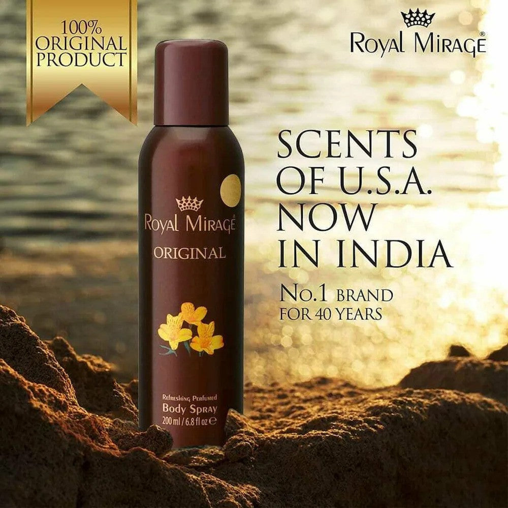 Royal Mirage Original Refreshing Perfumed Body Spray 200ml 6.8 Fl.oz. Unisex Fragrance Royal Mirage Original Refreshing Perfumed Body Spray 200ml 6.8 Fl.oz. Unisex Fragrance