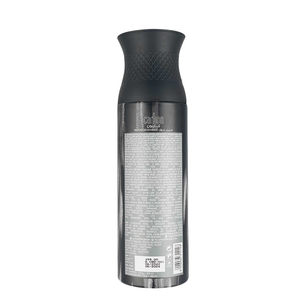 Ajmal Carbon Pour Homme Parfum Deodorant 200ml 6.7 Fl.oz. Gift For Men | Long Lasting Ajmal Carbon Pour Homme Parfum Deodorant 200ml 6.7 Fl.oz. Gift For Men | Long Lasting