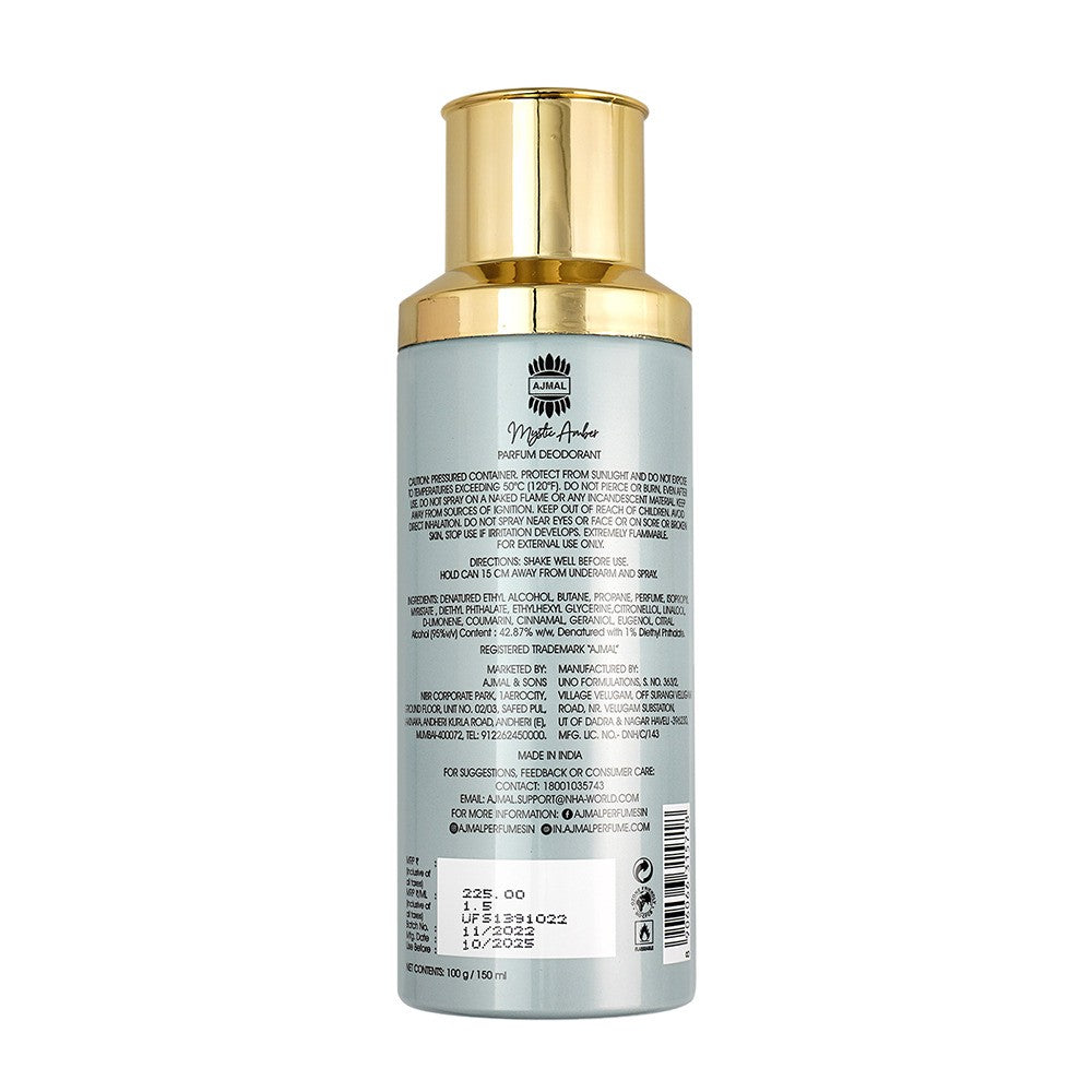 Ajmal Artisan Mystic Amber Parfum Deodorant 150ml 5.0 Fl.oz. | Gift For Men & Women | Long Lasting Ajmal Artisan Mystic Amber Parfum Deodorant 150ml 5.0 Fl.oz. | Gift For Men & Women | Long Lasting