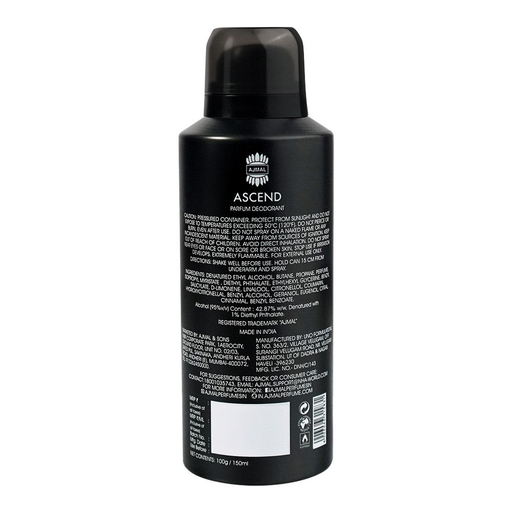 Ajmal Ascend Parfum Deodorant 150ml 5.0 Fl.oz. Office Wear Gift For Men & Women | Long Lasting Ajmal Ascend Parfum Deodorant 150ml 5.0 Fl.oz. Office Wear Gift For Men & Women | Long Lasting