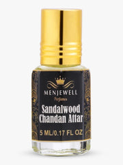 Menjewell Sandalwood Chandan + Sandalwood Attar Perfume 5ml 0.17 Fl.oz. Each Pack Of 2 Unisex Fragrance | Long Lasting