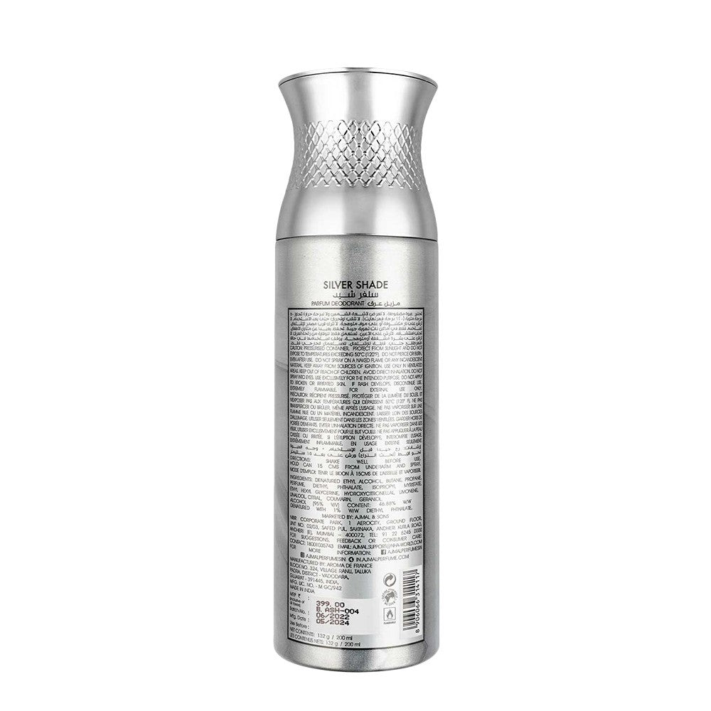 Ajmal Silver Shade Pour Homme Parfum Deodorant 200ml 6.7 Fl.oz. Gift For Men | Long Lasting Ajmal Silver Shade Pour Homme Parfum Deodorant 200ml 6.7 Fl.oz. Gift For Men | Long Lasting