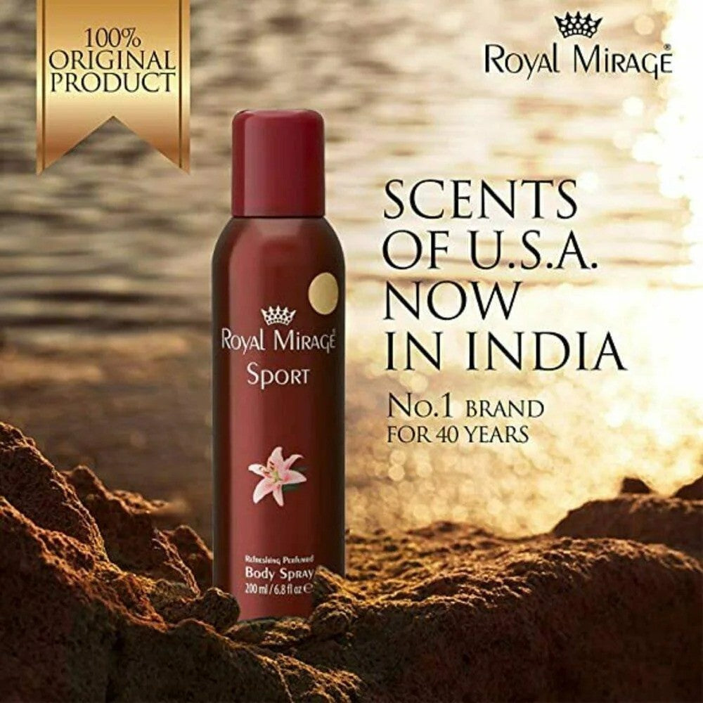 Royal Mirage Sport Refreshing Perfumed Body Spray 200ml 6.8 Fl.oz. Unisex Fragrance Royal Mirage Sport Refreshing Perfumed Body Spray 200ml 6.8 Fl.oz. Unisex Fragrance