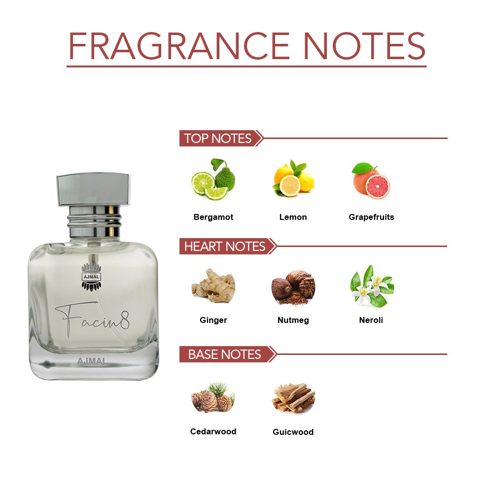 Ajmal Facin8 Eau De Parfum 100ml 3.4 Fl.oz. Long Lasting Spray | Gift For Husband Ajmal Facin8 Eau De Parfum 100ml 3.4 Fl.oz. Long Lasting Spray | Gift For Husband