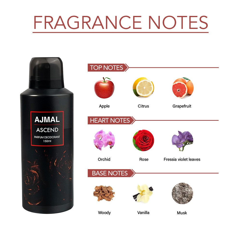 Ajmal Ascend Parfum Deodorant 150ml 5.0 Fl.oz. Office Wear Gift For Men & Women | Long Lasting Ajmal Ascend Parfum Deodorant 150ml 5.0 Fl.oz. Office Wear Gift For Men & Women | Long Lasting