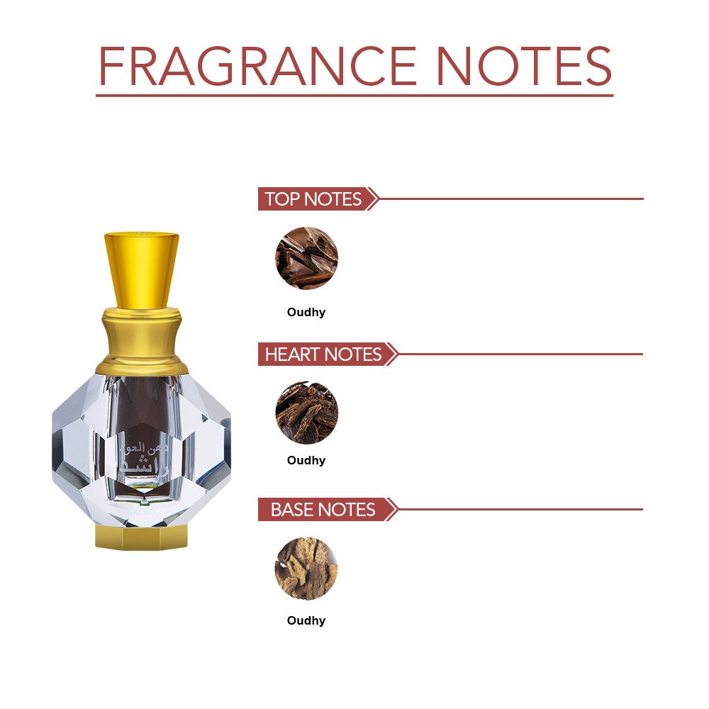 Ajmal Dahnul Oudh Raashid Concentrated Perfume 3ml 0.1 Fl.oz. For Unisex | Alcohol Free Ajmal Dahnul Oudh Raashid Concentrated Perfume 3ml 0.1 Fl.oz. For Unisex | Alcohol Free
