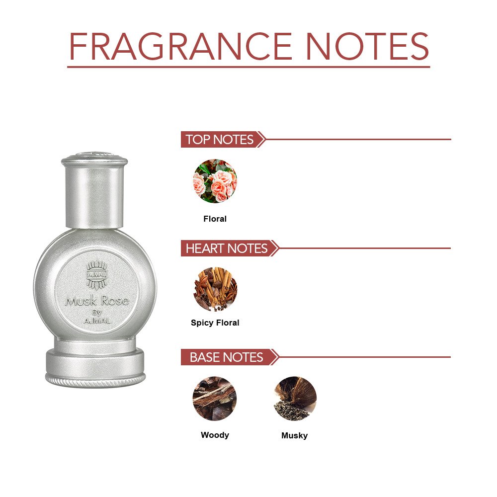 Ajmal Musk Rose Concentrated Perfume 12ml 0.4 Fl.oz. For Unisex | Free From Alcohol Ajmal Musk Rose Concentrated Perfume 12ml 0.4 Fl.oz. For Unisex | Free From Alcohol