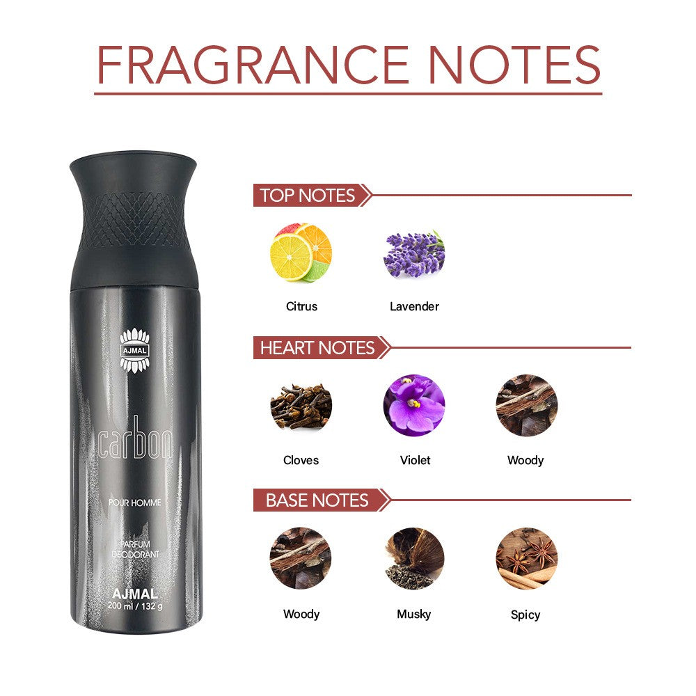 Ajmal Carbon Pour Homme Parfum Deodorant 200ml 6.7 Fl.oz. Gift For Men | Long Lasting Ajmal Carbon Pour Homme Parfum Deodorant 200ml 6.7 Fl.oz. Gift For Men | Long Lasting