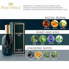 Royal Mirage Gold Eau De Cologne Spray 120ml 4.0 Fl.oz. Men Fragrance | Long Lasting