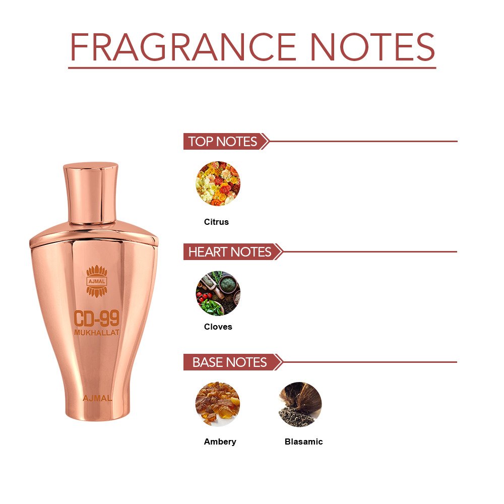 Ajmal CD-99 Mukhallat Concentrated Perfume 14ml 0.47 Fl.oz. For Unisex | Alcohol Free Ajmal CD-99 Mukhallat Concentrated Perfume 14ml 0.47 Fl.oz. For Unisex | Alcohol Free