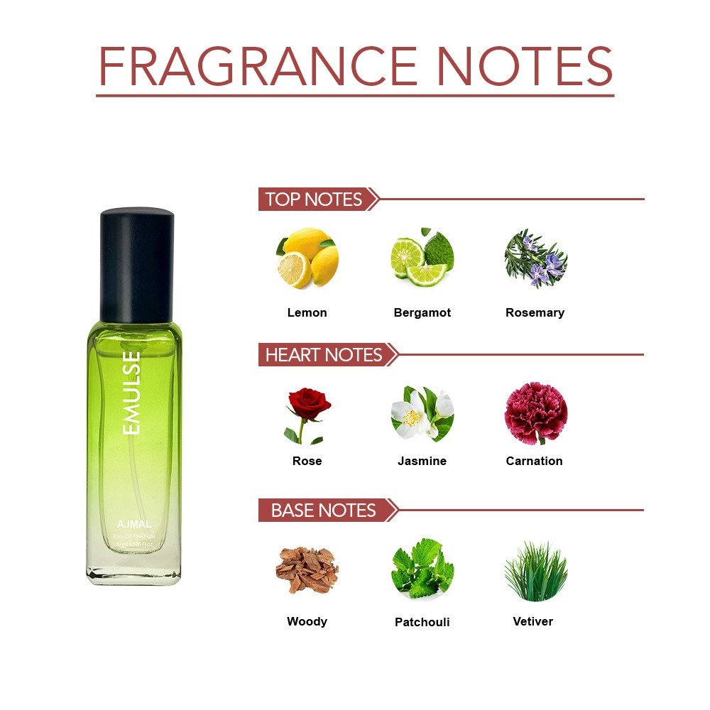 Ajmal Emulse Eau De Parfum 20ml 0.6 Fl.oz. Party Wear Gift For Men & Women | Long Lasting Ajmal Emulse Eau De Parfum 20ml 0.6 Fl.oz. Party Wear Gift For Men & Women | Long Lasting