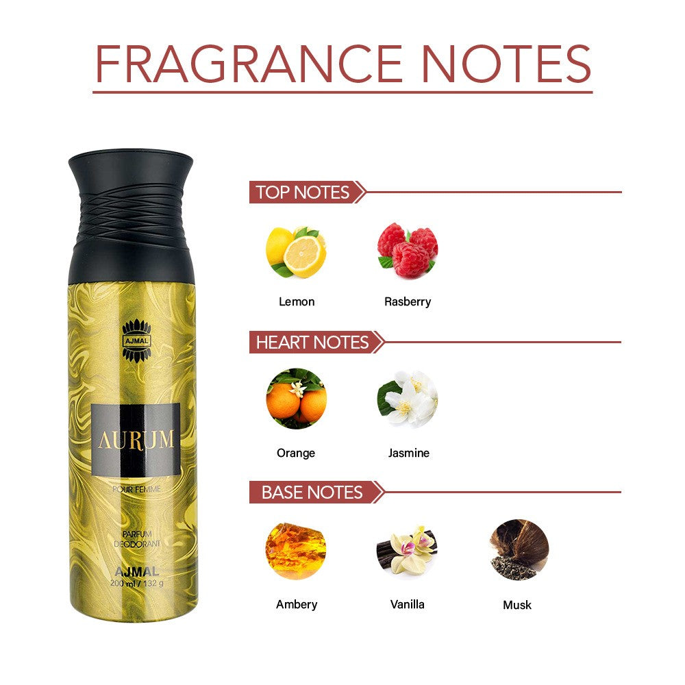 Ajmal Aurum Pour Femme Parfum Deodorant 200ml 6.7 Fl.oz. Gift For Women | Long Lasting Ajmal Aurum Pour Femme Parfum Deodorant 200ml 6.7 Fl.oz. Gift For Women | Long Lasting