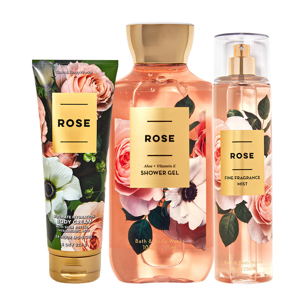 BATH & BODY WORKS ROSE SHOWER GEL, BODY CREAM & MIST COMBO 3 PCS 757ML 25.5 FL.OZ. BATH & BODY WORKS ROSE SHOWER GEL, BODY CREAM & MIST COMBO 3 PCS 757ML 25.5 FL.OZ.