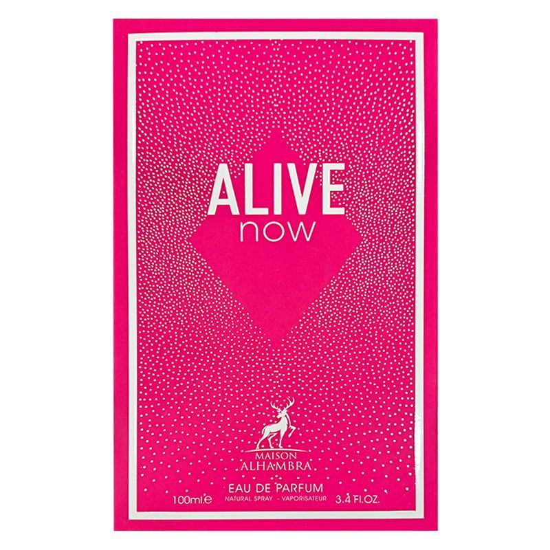 ALIVE NOW BY MAISON ALHAMBRA EAU DE PARFUM FOR MEN & WOMEN 100ML 3.4 FL.OZ. ALIVE NOW BY MAISON ALHAMBRA EAU DE PARFUM FOR MEN & WOMEN 100ML 3.4 FL.OZ.