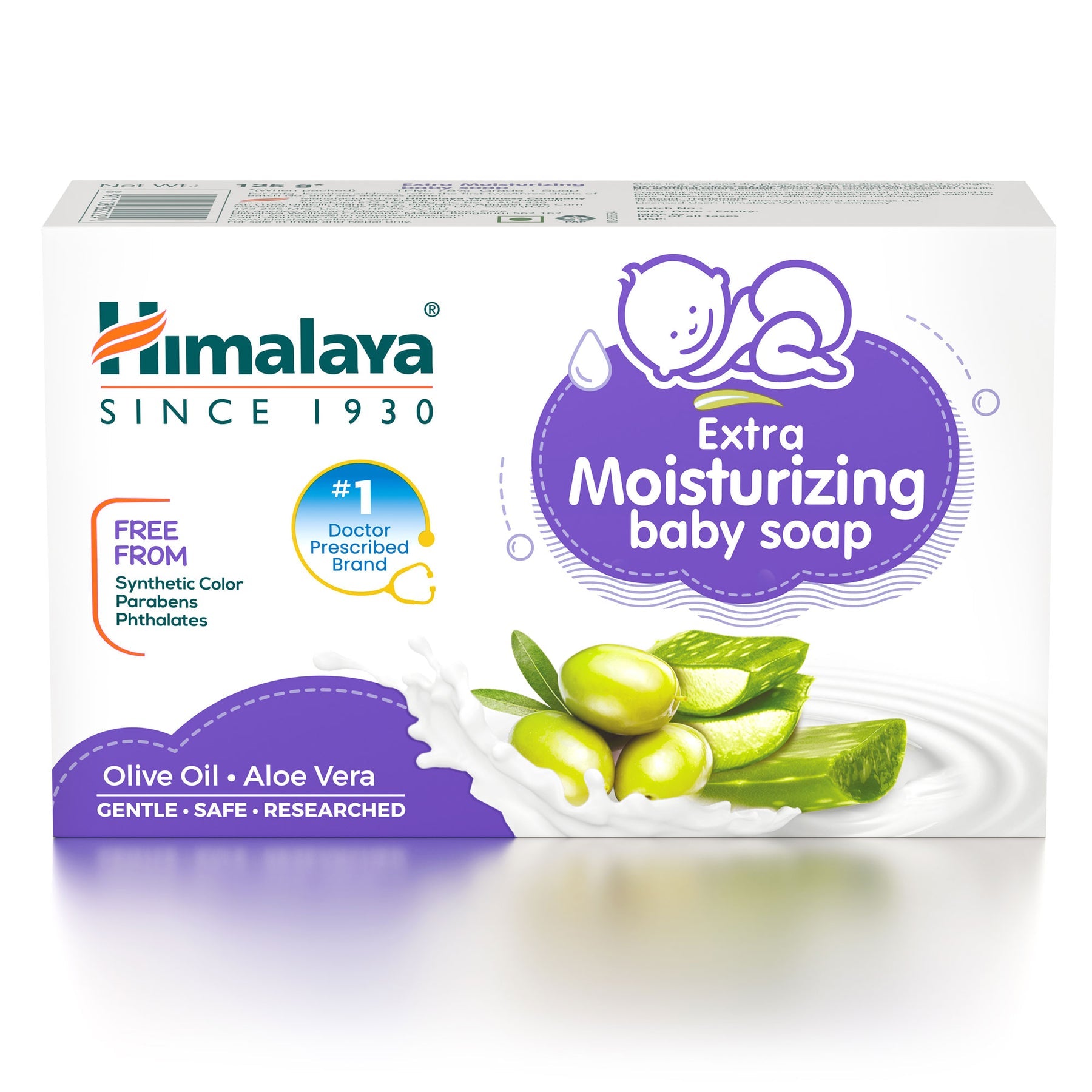 Himalaya Extra Moisturizing Baby Soap, Cleanses & Moisturizes Baby’s Skin | 125gm