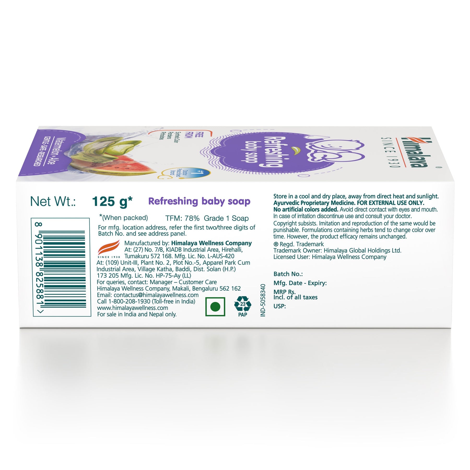 Himalaya Refreshing Baby Soap, Keeps Baby's Skin Cool & Fresh | 125gm
