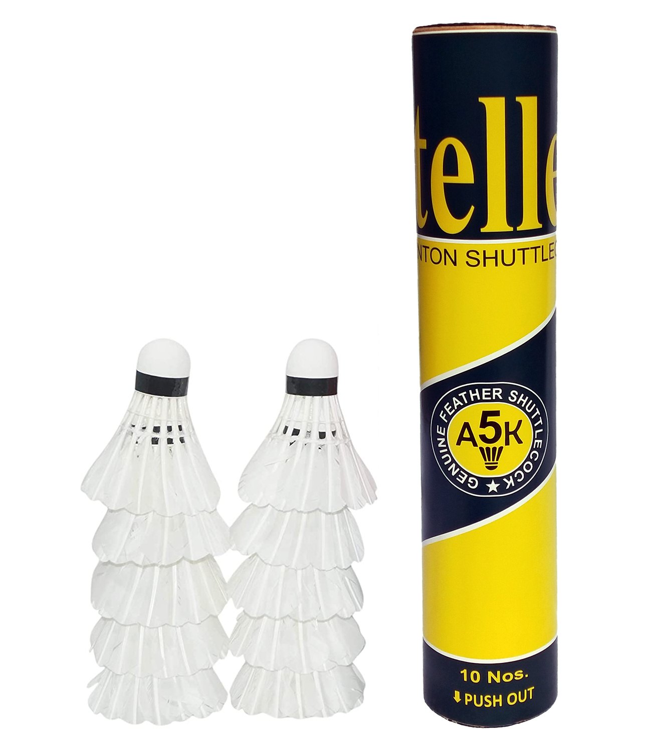 Steller A 5 Badminton Feather Shuttlecock , High Quality Round Feather | White , Pack Of 10