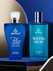 John Phillips Blue Angel Eau De Parfum100ml 3.4 Fl.oz. & Water Drop Eau De Parfum 125ml 4.2 Fl.oz. | Combo Of 2 For Unisex