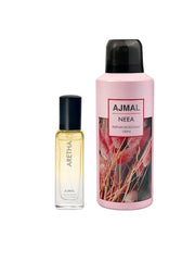 Ajmal Aretha Eau De Parfum 20ml 0.6 Fl.oz. & Neea Deodorant 150ml 5 Fl.oz. Party Wear Gift For Women