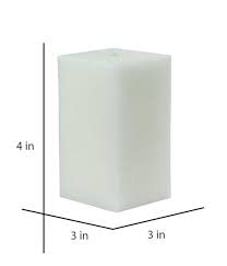 WHITE SQUARE CANDLE 4 INCH | UNSECENTED | SET OF 2 FOR CHURCH CANDLE 45 HOURS