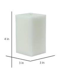 WHITE SQUARE CANDLE 4 INCH | UNSECENTED | SET OF 2 FOR CHURCH CANDLE 45 HOURS