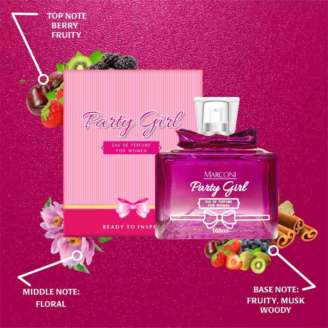 John Phillips Black Cherry & Marconi Party Girl  Eau De Parfum 100ml 3.4 Fl.oz. Each Pack Of 2 | For Men & Women