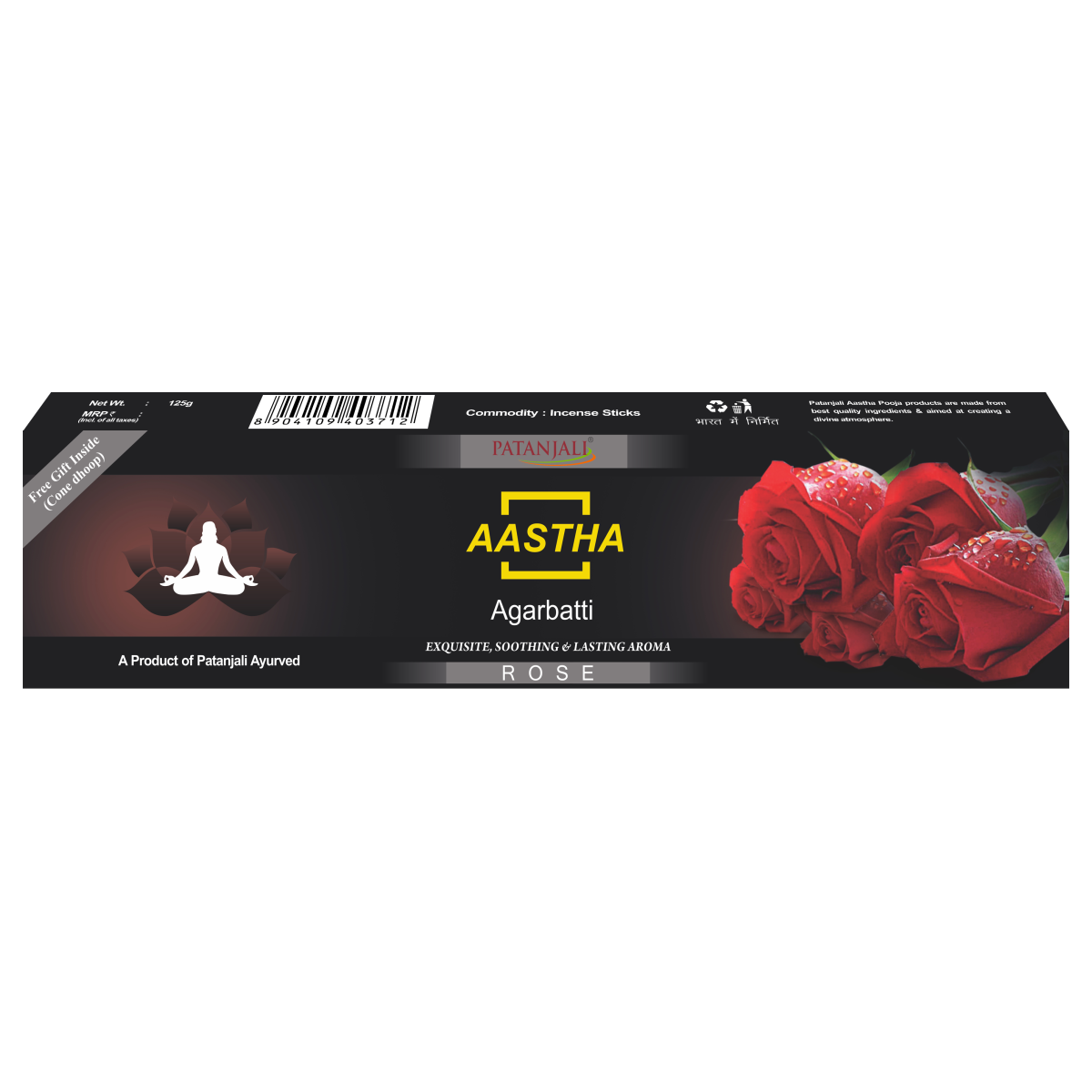 Patanjali Aastha Agarbatti Rose, With Exquisite, Soothing & Long Lasting Aroma | 125gm