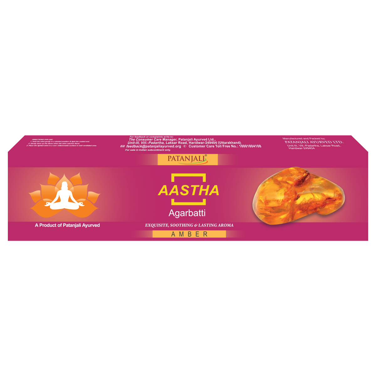 Patanjali Aastha Agarbatti Amber, With Exquisite, Soothing & Long Lasting Aroma | 20gm