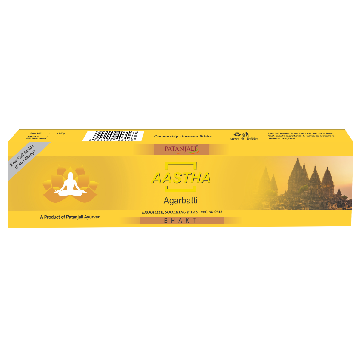 Patanjali Aastha Agarbatti Bhakti, With Exquisite, Soothing & Long Lasting Aroma | 125gm