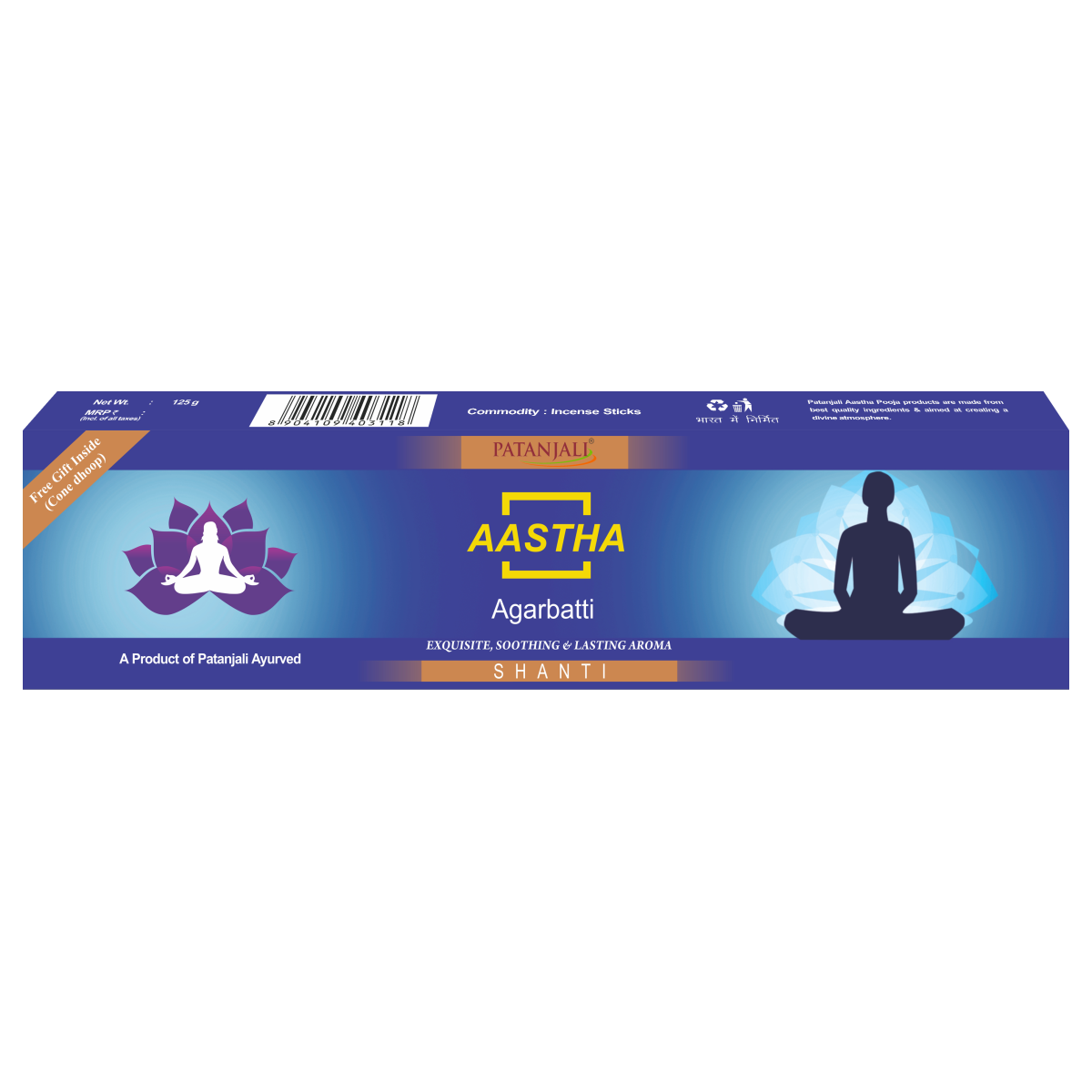 Patanjali Aastha Agarbatti Shanti, With Exquisite, Soothing & Long Lasting Aroma | 125gm