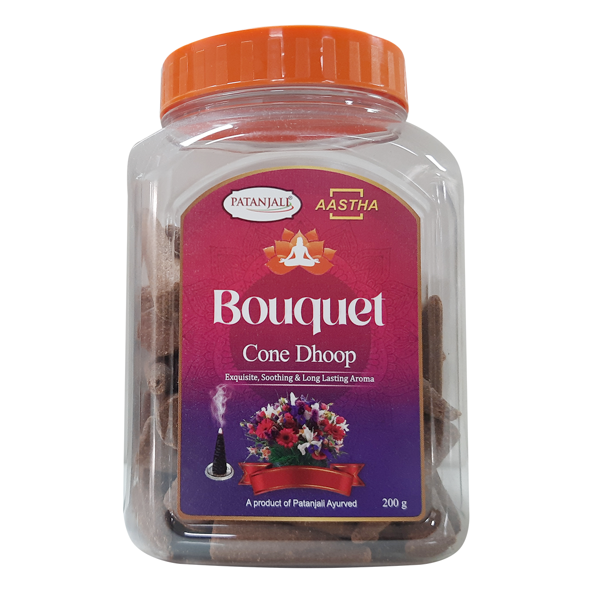 Patanjali Aastha Bouquet Cone Dhoop, With Exquisite, Soothing & Long Lasting Aroma | 200gm