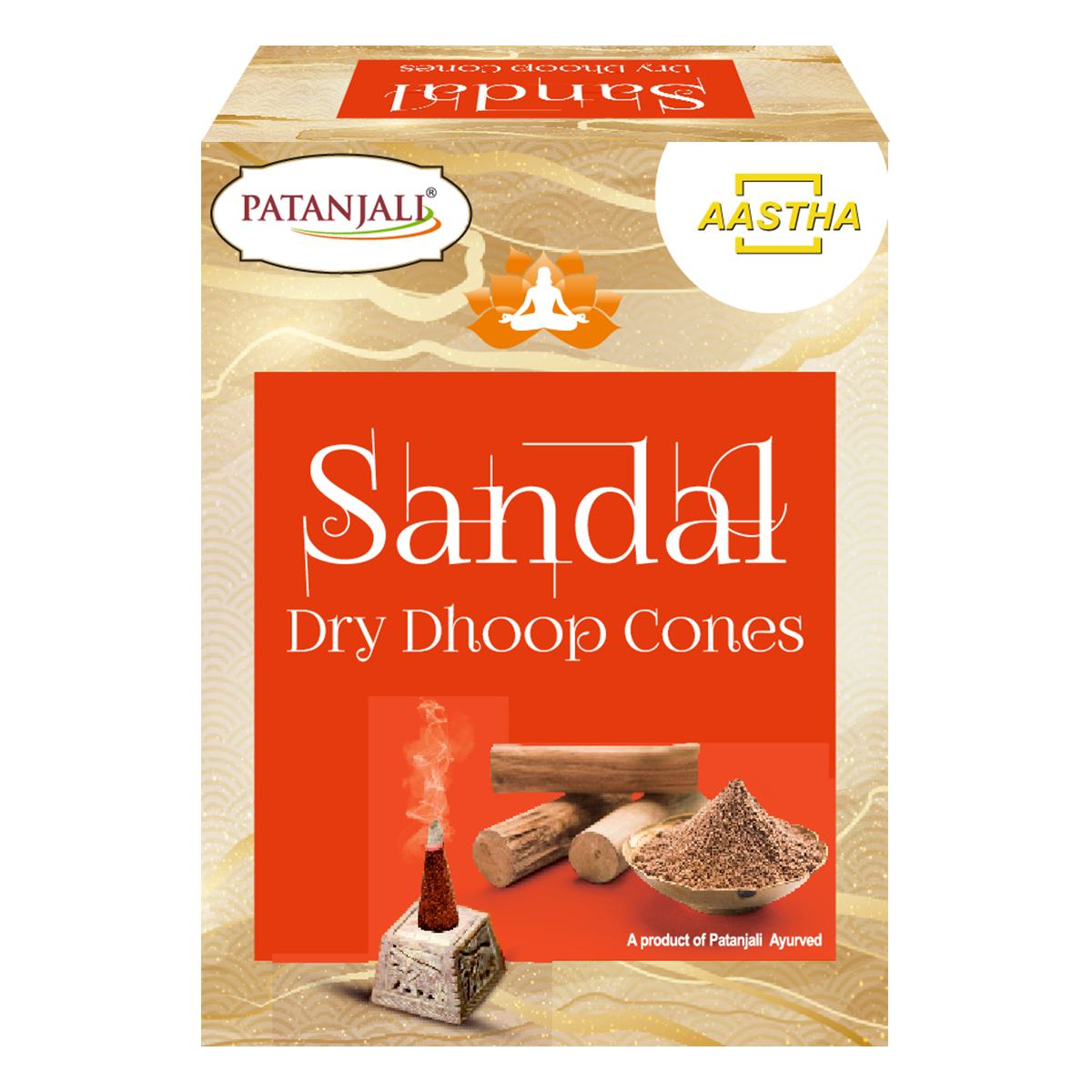 Patanjali Aastha Sandal Dry Dhoop Cone, With Exquisite, Soothing & Long Lasting Aroma | 20gm