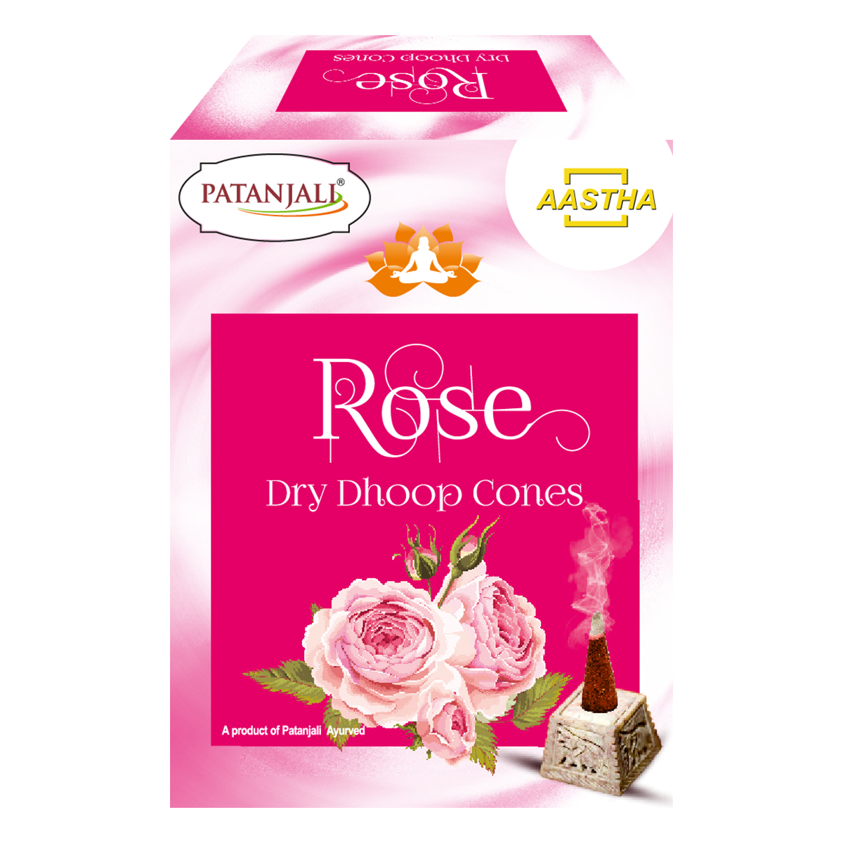 Patanjali Aastha Rose Dry Dhoop Cone, With Exquisite, Soothing & Long Lasting Aroma | 20gm