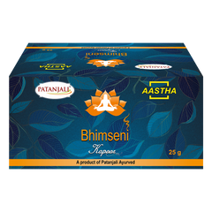 Patanjali Aastha Bhimseni Kapoor, With Provides A Long-Lasting Flame, 25gm, Pack Of 1