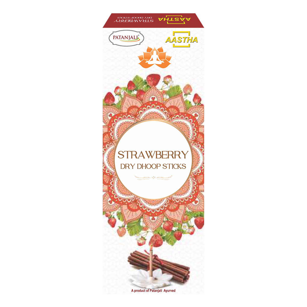 Patanjali Aastha Strawberry Dry Dhoop Sticks,10 N, With Soothing & Long Lasting Aroma | 20gm