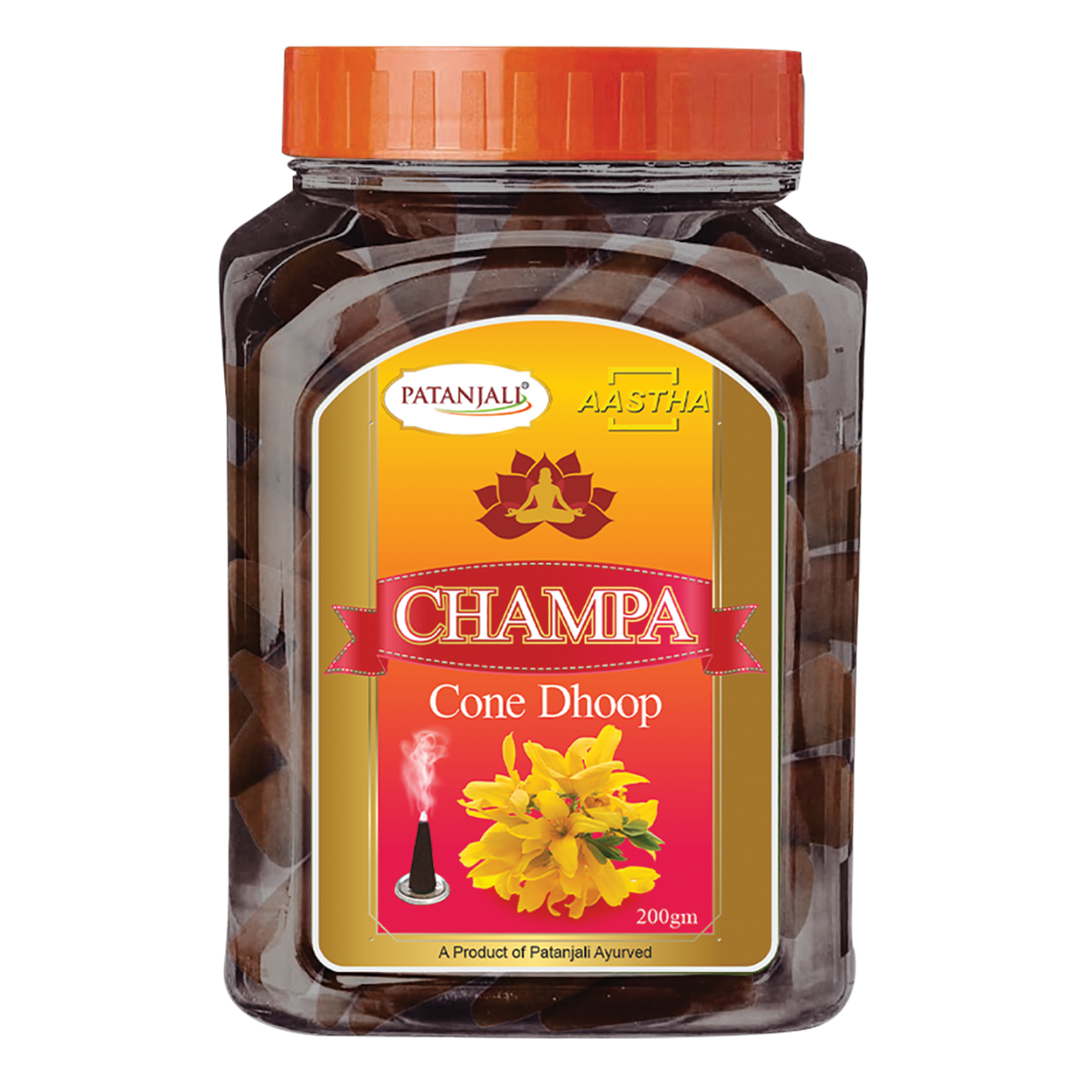 Patanjali Aastha Champa Cone Dhoop, With Exquisite, Soothing & Long Lasting Aroma, | 200gm