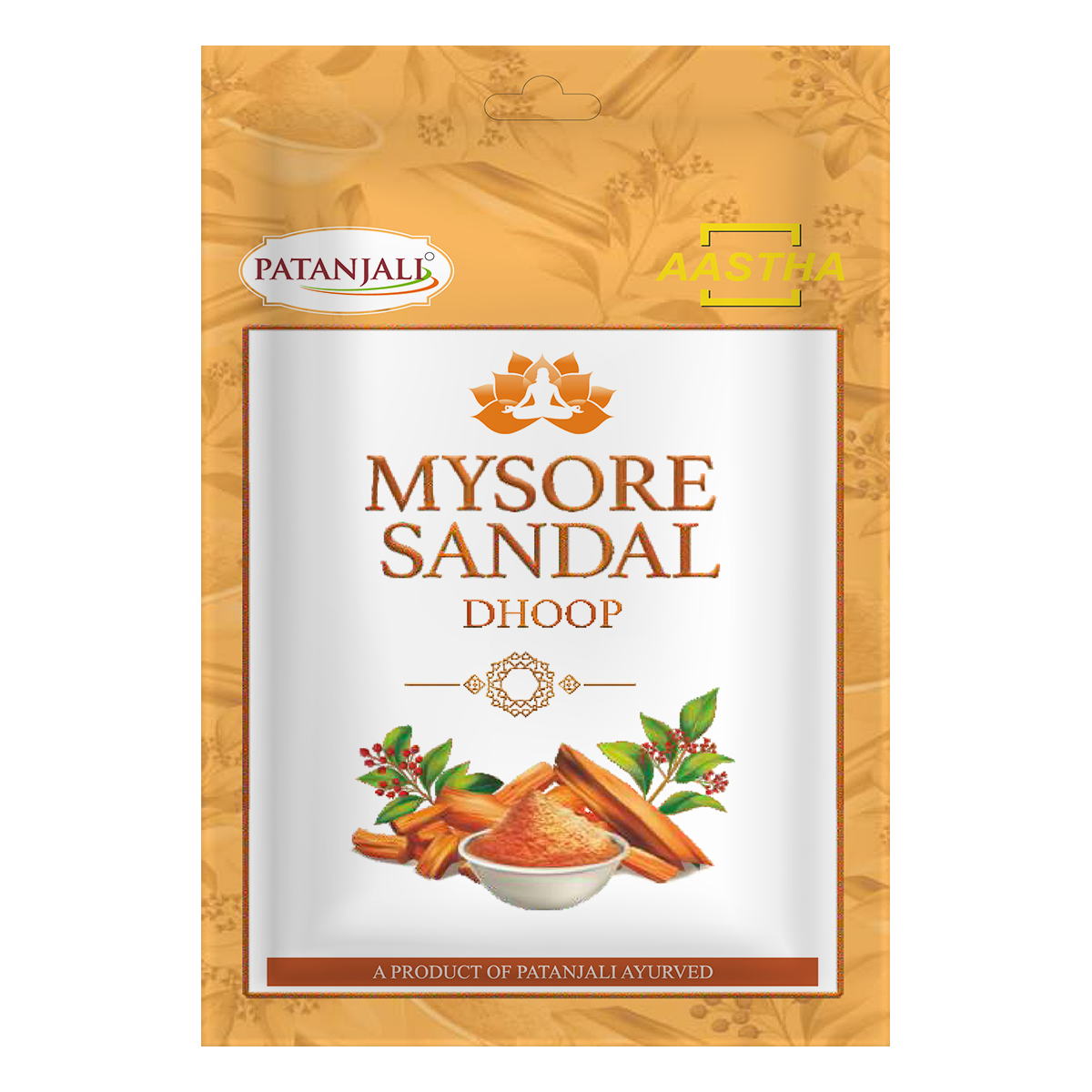 Patanjali Aastha Mysore Sandal Dhoop, 20 N, With Exquisite, Soothing & Long Lasting Aroma | 100gm