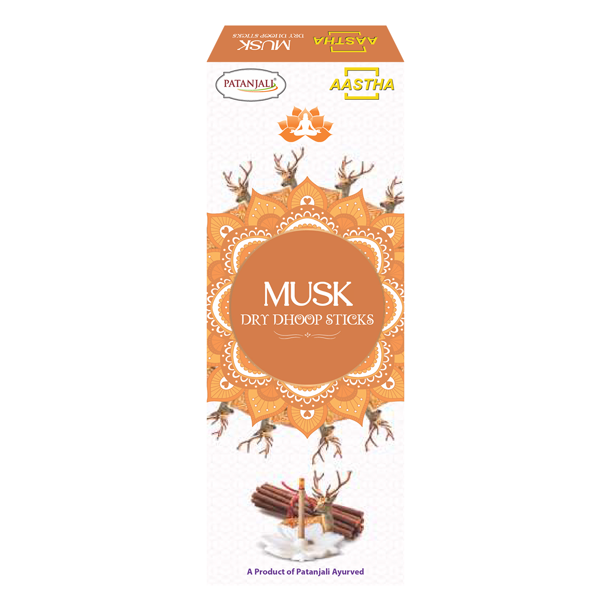 Patanjali Aastha Dry Dhoop Sticks Musk 8 N, With Exquisite, Soothing & Long Lasting Aroma | 16gm