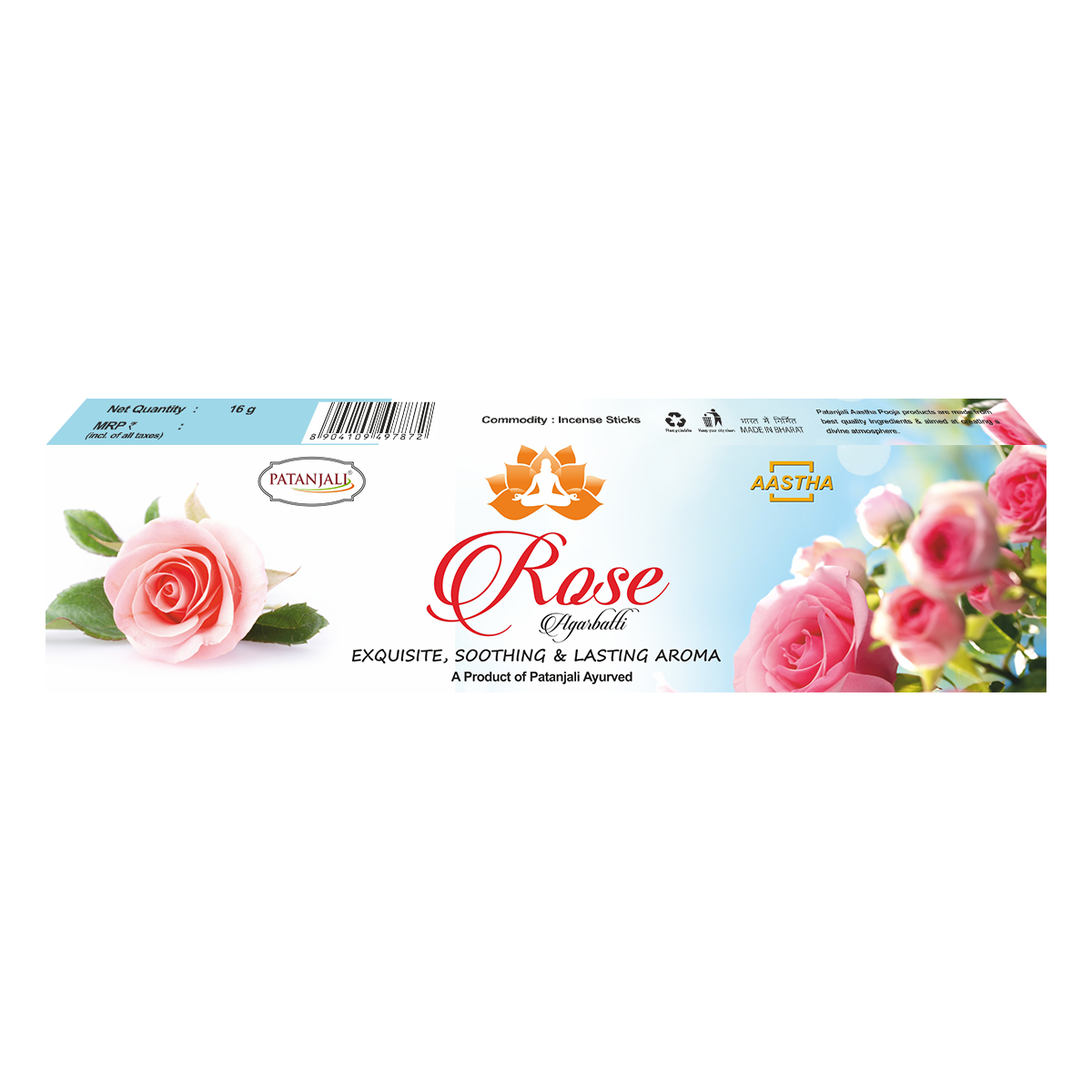 Patanjali Aastha Agarbatti Rose, With Exquisite, Soothing & Long Lasting Aroma | 16gm