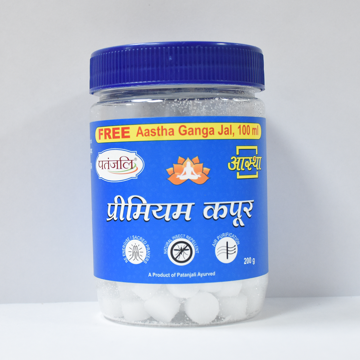 Patanjali Aastha Premium Camphor-200 G Free Gangajal, 200gm